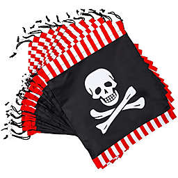 Blue Panda Pirate Skull Drawstring Party Favor Bags for Kids (10 x 12 in, 12 Pack)
