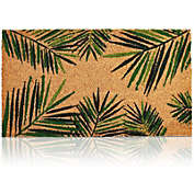 Juvale Tropical Green Palm Welcome Mat, Natural Coir Doormat (30 x 17.2 x 0.5 in)