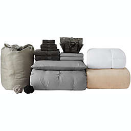 College Freshman Pack - Twin XL Dorm Bedding - Pin Tuck Alloy Color Set