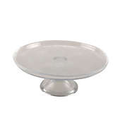 BIDK Home 7.5" Clear White Glass Round Cake Plate Small