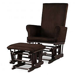Costway Baby Nursery Relax Rocker Rocking Chair Glider & Ottoman Set-Coffee