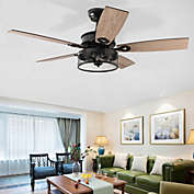 Slickblue 48-Inch Ceiling Fan with 5 Wooden Rustic Reversible Blades