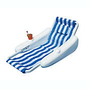 Swim Central 66" Sunchaser Blue and White Striped Sling Back Floating Lounge Chair