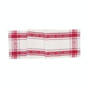 C&F Home Jacquard Holly Botanical Christmas Stripe Seasonal Xmas Red White Holiday Decor Cotton Woven Table Runner