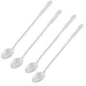 Unique Bargains Stainless Steel Long Handle Coffee Ice Cream Spoon 4 Pieces Silver Tone, Spoon for Coffee Bar Cocktail Stirring, Dessert and Ice Cream