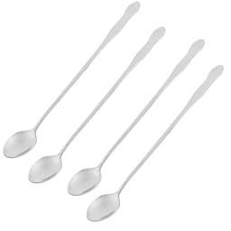 Unique Bargains Stainless Steel Long Handle Tea Coffee Ice Cream Spoon Silver Tone 4pcs