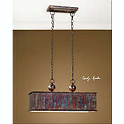 Contemporary Home Living 28" Rectangular Oxidized Metal Rusted Hanging Ceiling Light Fixture