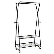 Slickblue Heavy Duty Clothes Rack on Wheels with Shelves-Black