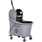 HOMCOM 9.5 Gallon (38 Quart) Mop Bucket with Wringer Cleaning Cart, 4 Moving Wheels, 2 Separate Buckets, & Mop-Handle Holder, Grey