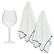 Juvale Set of 2 Wine Glass Cleaning Cloth, Lint Free Microfiber Wine Towels for Barware (27 x 20 In, White)