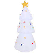 Sunnydaze 6&#39; Self-Inflatable White Christmas Tree Outdoor Winter Holiday Lawn Decoration with LED Lights