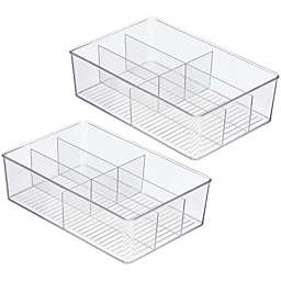 mDesign Plastic Kitchen Cabinet Divided Storage Organizer Bin, 6 Sections