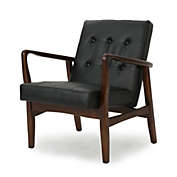 Contemporary Home Living 31.50" Black and Brown Contemporary Tufted Club Chair