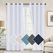 Linen Blackout Curtains Thermal Insulated Textured Linen Curtain Draperies, 52"W x 108"L, White