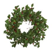 Nearly Natural Holly Berry Artificial Christmas Wreath, 28-Inch, Unlit