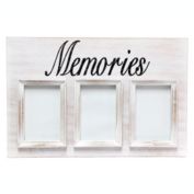 Elegant Designs 3 Photo Collage Frame 4x6 Picture Frame, White Wash "Memories"