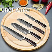 Kitcheniva 4-Pieces Chef Knife Set Stainless Steel Damascus Knives