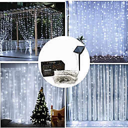 Safety voltage operated curtains Light 3Mx3M 300 LED，8 model with memory function starry fairy lights for indoor/outdoor decorations Christmas fair Lighting for outdoor Garden, Patio, Party, Waterproof .wihte color