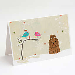 Caroline's Treasures Christmas Presents between Friends Shih Tzu - Chocolate Greeting Cards and Envelopes Pack of 8 7 x 5