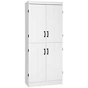 HOMCOM 70" 4-Door Kitchen Pantry, Freestanding Storage Cabinet, 6-tier Cupboard with Adjustable Shelves for Living Room, White