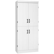 HOMCOM 70" 4-Door Kitchen Pantry, Freestanding Storage Cabinet, 6-tier Cupboard with Adjustable Shelves for Living Room, White