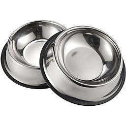 Juvale Stainless Steel Dog Bowls - Set of 2 Large Pet Food and Water Dish Bowls, Ideal for Large Dogs - Silver, 10 Inches Diameter