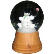 Alexander Taron 5" Brown and White Perzy Snow Globe - Medium Snowman with Wooden Base