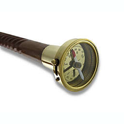 Zeckos Spiral Shaft Wooden Walking Stick with Brass Compass Handle 34 In.