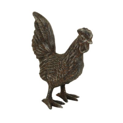 Cheungs Roven Handmade Cast Iron Rooster Animal Figurine Decor - Gray