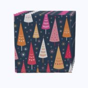 Fabric Textile Products, Inc. Napkin Set of 4, 100% Cotton, 20x20", Festive Bright Christmas Trees