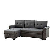 Contemporary Home Living 86" Lucca Gray Linen Reversible Sleeper Sectional Sofa with Storage Chaise
