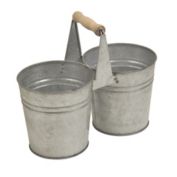 Cheung's Home Yard Lawn Patio Decorative Double Metal Pot Holder with Wood Handle