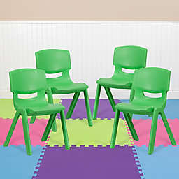 Flash Furniture 4 Pack Green Plastic Stackable School Chair with 15.5'' Seat Height