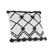 Saltoro Sherpi 18 Inch Decorative Throw Pillow Cover, Crossed Trellis, White Fabric-