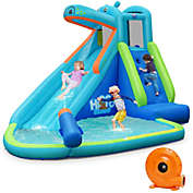 Slickblue Hippo Inflatable Water Slide Bounce House with Air Blower