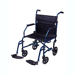 Carex Transport Wheelchair With 19 inch Seat - Folding Transport Chair with Foot Rests - Foldable Wheel Chair for Travel and Storage