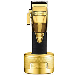 BaByliss PRO GoldFX Boost+ Gold Adjustable Blade Cordless Clipper (FX870GBP) with Clipper Charging Base