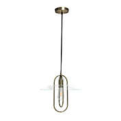 Simple Designs 1 Light Modern Metal Pendant Light with Clear Glass Shade - Antique Brass