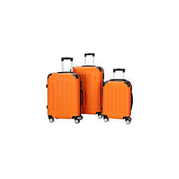 Zimtown Orange 3 Pieces Travel Luggage Set Bag ABS Trolley Carry On Suitcase