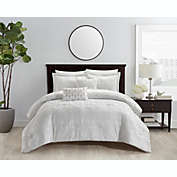 Chic Home Jane Comforter Set Clip Jacquard Geometric Quatrefoil Pattern Design Bedding - Decorative Pillows Shams Included - 5 Piece - Queen 90x90", White