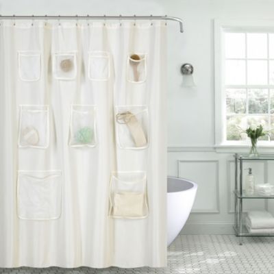 Carnation Home "Pockets" PEVA Shower Curtain in Frosty Clear 