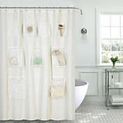 GoodGram Fabric Shower Curtain Liners With Mesh Pockets - Beige