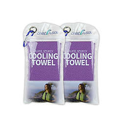 Grand Fusion 2Kool Sports Cooling Towel 2 Pack Pouch with Carabiner, Purple