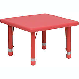 Flash Furniture 24'' Square Red Plastic Height Adjustable Activity Table - Red
