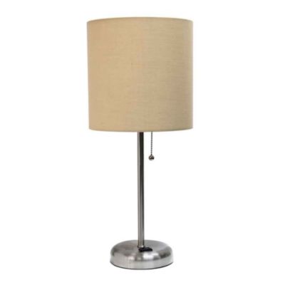 LimeLights Home Decorative Metal Stick Lamp with Charging Outlet - Tan