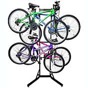 RaxGo Bike Garage Storage Rack, 4 Bicycle Garage Floor Stand, Adjustable, Freestanding, Adjustable Hooks, For Mountain & Road bicycles, Universal For Indoor Use