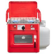 Hike Crew Outdoor Gas Camping Oven w/Carry Bag   2-in-1 Portable Propane-Powered Stovetop & Oven w/ 2-Burner Cooktop Range, Auto Ignition, Overheat Safety Shutoff, Built-In Thermometer, Hose Regulator