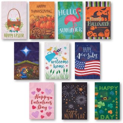 Garden Flags Set Of 12 Seasonal Festive Outdoor For Monthly Holidays Yard Flag 