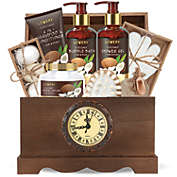 Luxury Bath Gift Set in a Vintage Style Wooden Clock Box - 13 Pc Premium Coconut