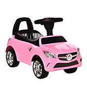Aosom Kids Ride On Push Car, Foot-to-Floor Sliding Toy Car for Toddler with Working Horn, Music, Headlights and Storage, Pink